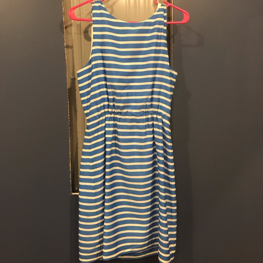2/$40 J crew white and blue striped dress size 2 - Picture 5 of 9